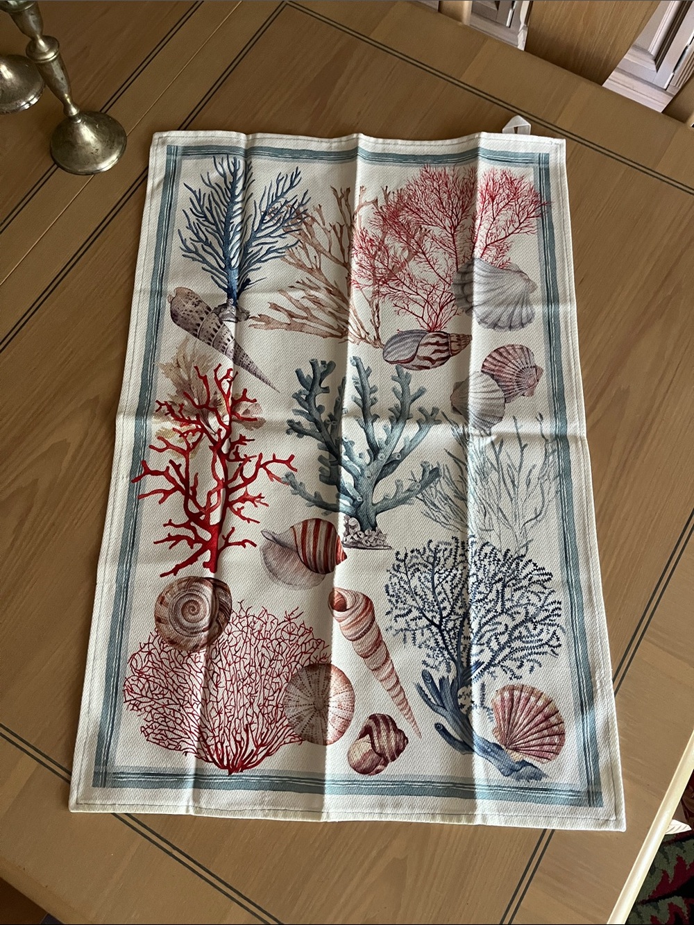 Hand Finish Tea Towels Coral&SeaShells